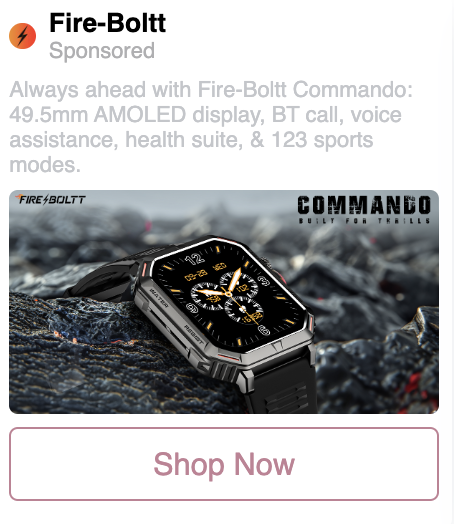 fire boltt instagram watch ads