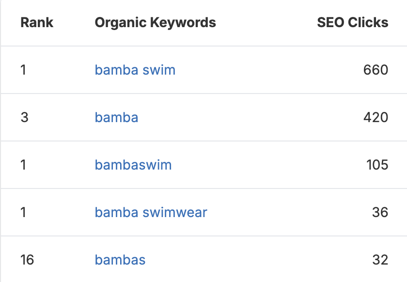 bamba swimwear seo keywords