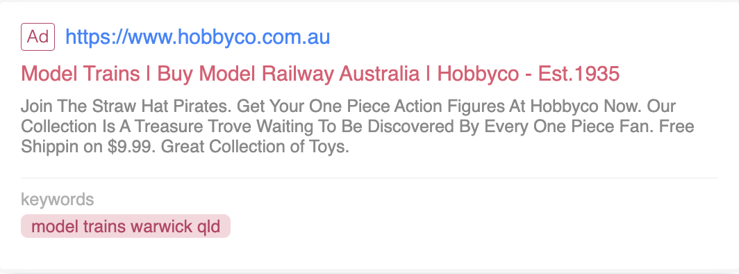 hobbyco google ads