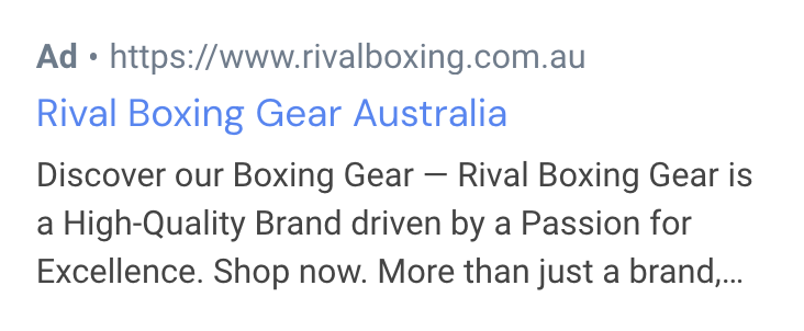 rival boxing google ads