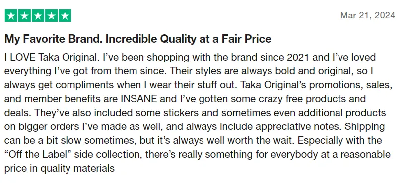 taka original customer review