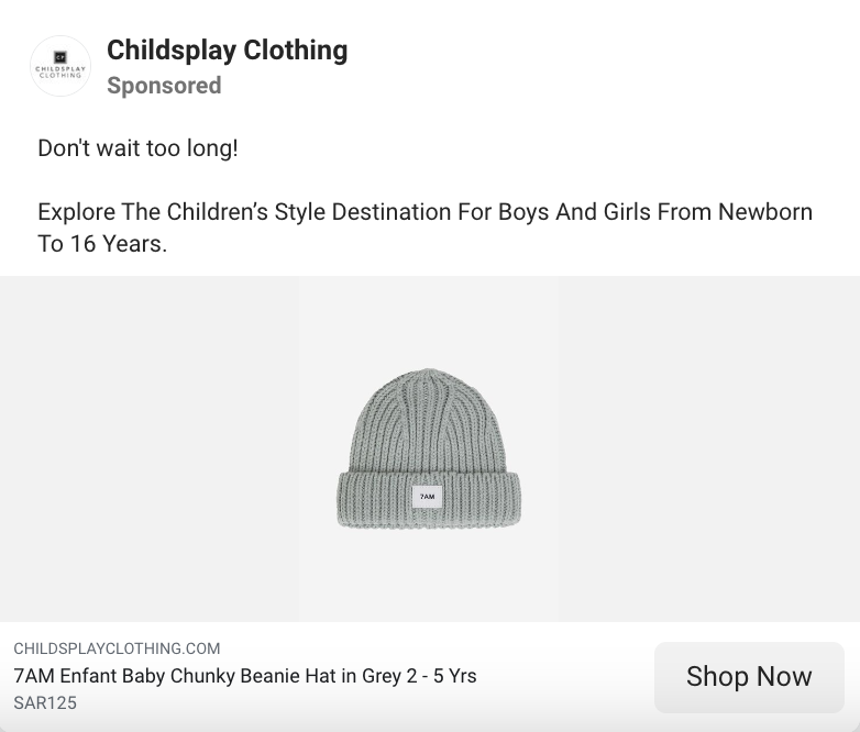 childsplay clothing facebook ad