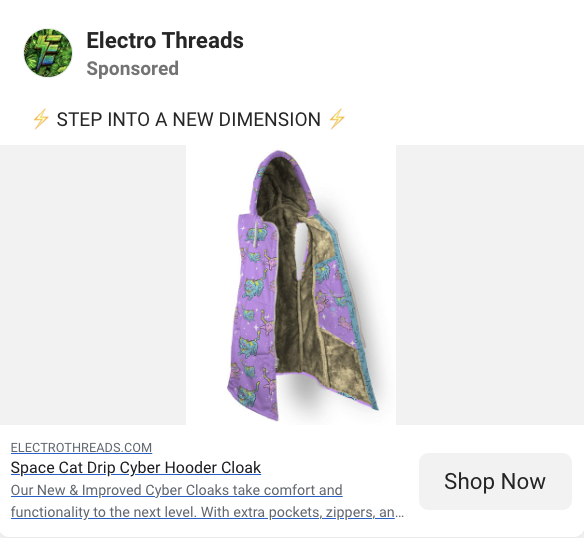 electro threads facebook ad