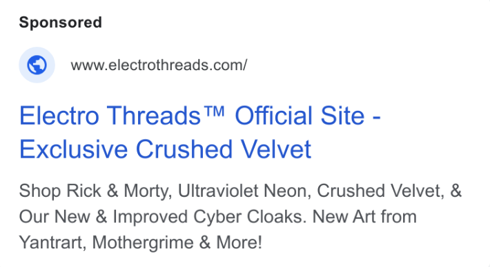 electro threads google ads