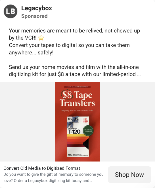 legacybox facebook ads