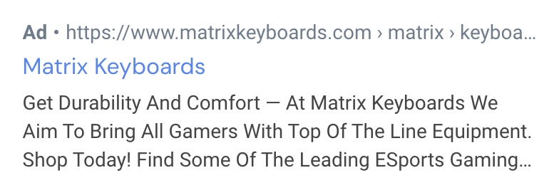 matrix keyboards google ads