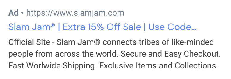 slam jam google ads